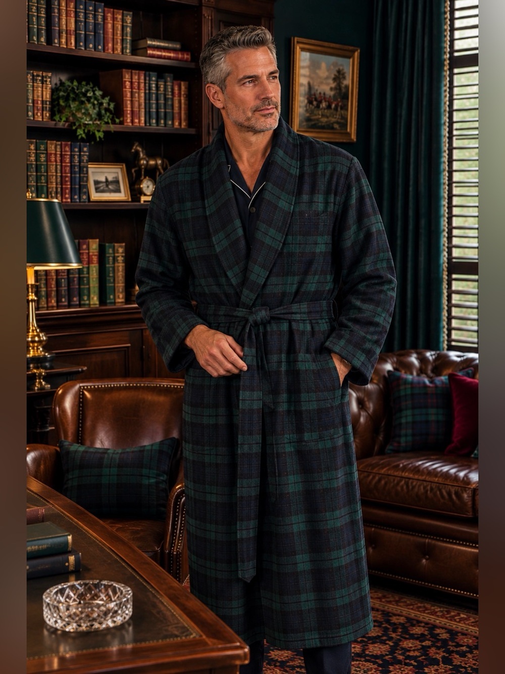 VTG Pendleton Authentic Black Watch Tartan Plaid Wool Robe USA Just Dry Cleaned